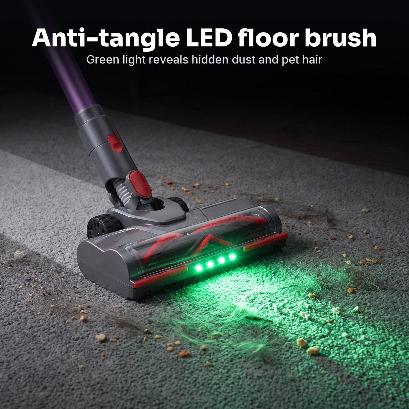 AirVac V16 anti-tangle LED floor brush